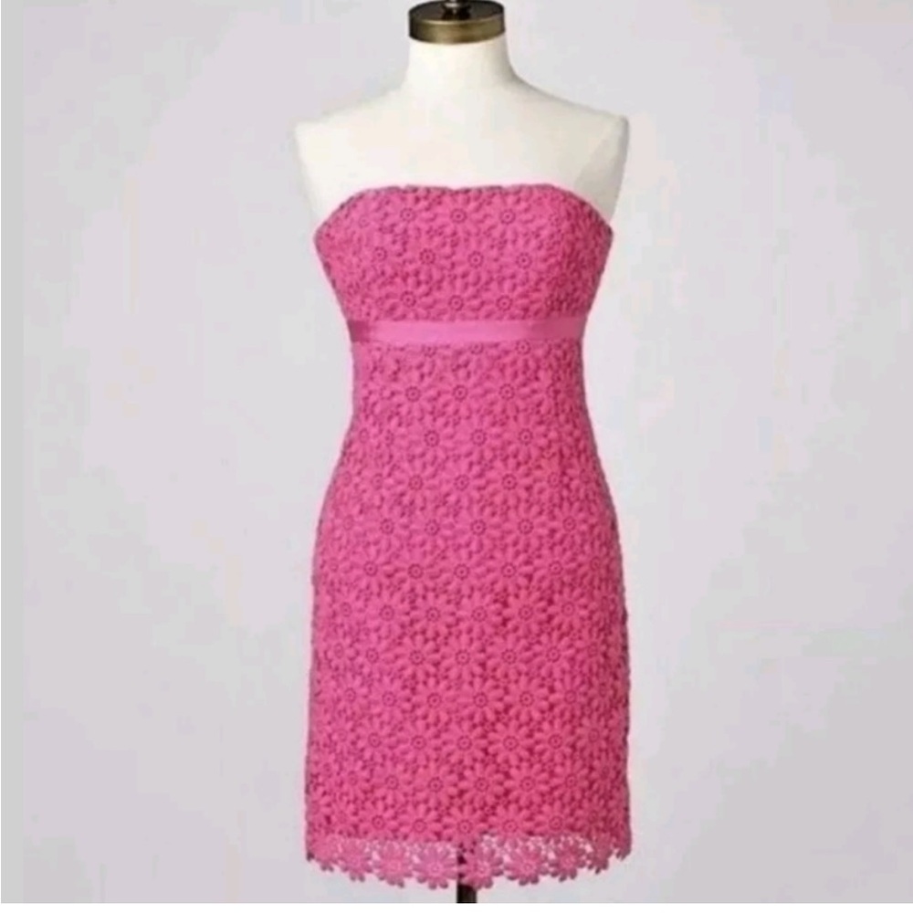 Lilly Pulitzer Hotty Pink Strapless Floral Dress